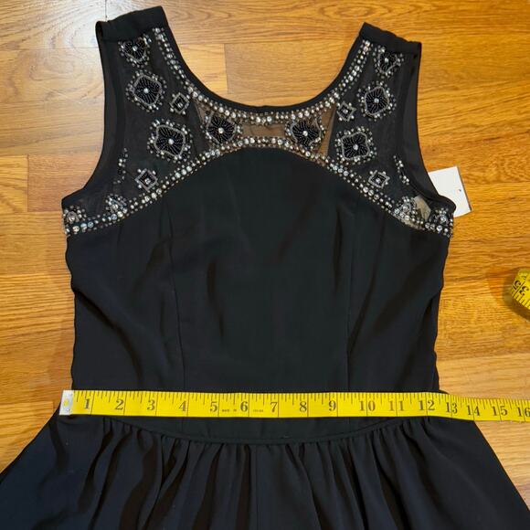 Way In Juniors 3 Black Beaded Backless Fit and Flare Sleeveless Party Dress Prom - Picture 3 of 9